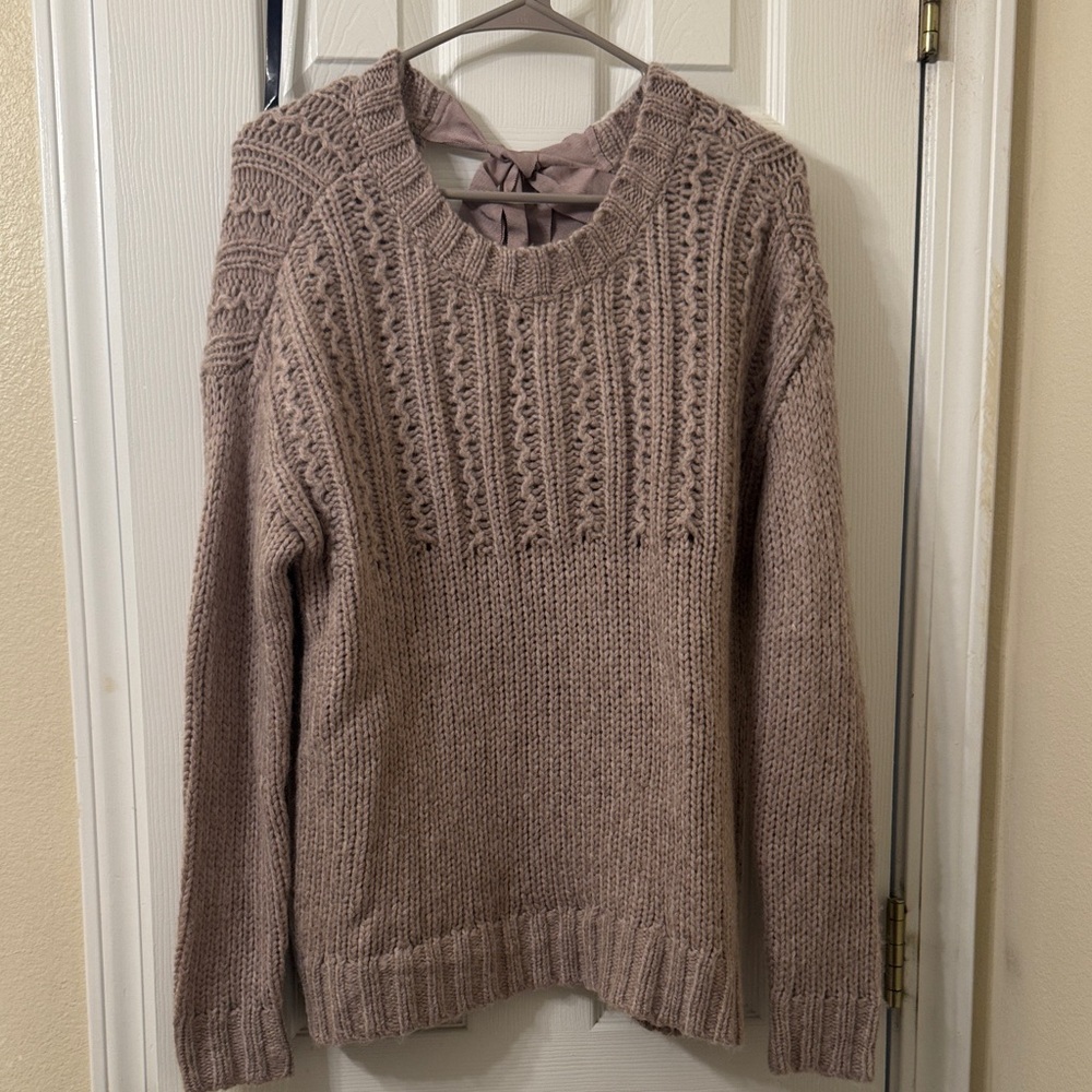 Open Back Oversized Knit Sweater in Taupe